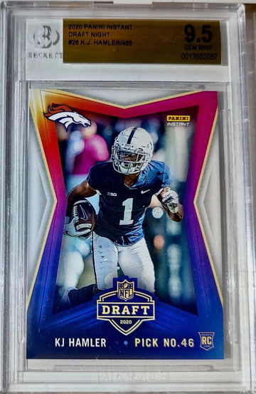 KJ Hamler 2020 Panini NFL #26 Draft Night Rookie 1 of 465 BGS 9.5 Gem Broncos