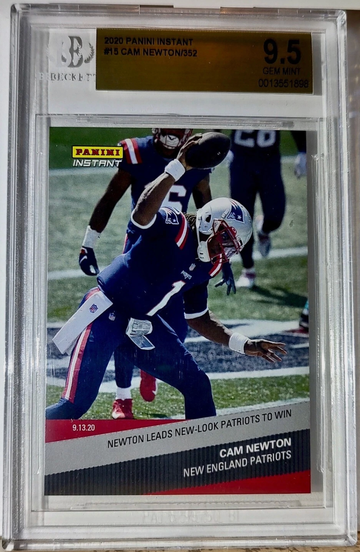 Cam Newton 2020 Panini NFL #15 Football Card 1/352 BGS 9.5 Gem Mint NE Patriots