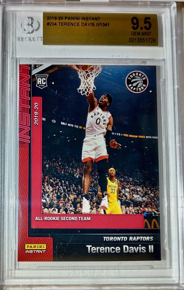 Terence Davis 2019-20 Panini NBA #204 Rookie 1 of 1341 BGS 9.5 Toronto Raptors