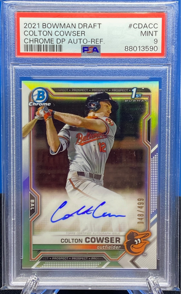 2021 1st Bowman Chrome Colton Cowser Refractor Auto /499 PSA 9