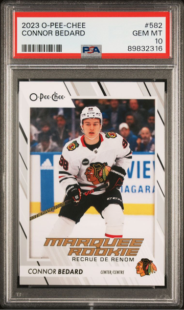2023 O-PEE-CHEE CONNOR BEDARD #582 MARQUEE ROOKIES RC PSA 10