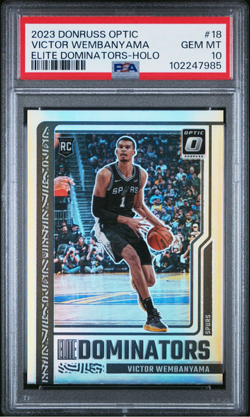 2023 DONRUSS OPTIC ELITE DOMINATORS VICTOR WEMBANYAMA #18 HOLO ROOKIE RC PSA 10