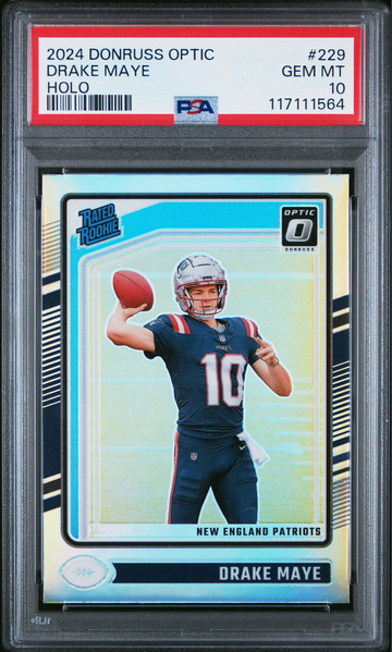 2024 DONRUSS OPTIC DRAKE MAYE #229 RATED ROOKIE HOLO PSA 10 PATRIOTS