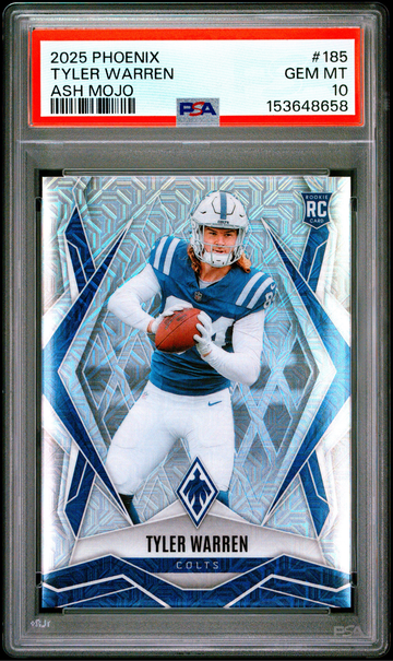 2025 PANINI PHOENIX TYLER WARREN #185 ASH MOJO /25 ROOKIE RC PSA 10