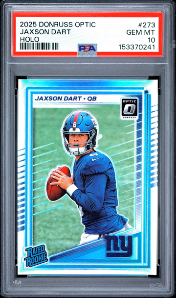2025 DONRUSS OPTIC JAXSON DART #273 RATED ROOKIE HOLO PSA 10 GEM MINT GIANTS