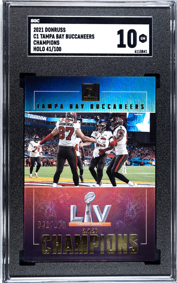 2021 Donruss C1 Tampa Bay Buccaneers Champions Holo #/100 SGC 10 GM (Tom Brady on Card)  