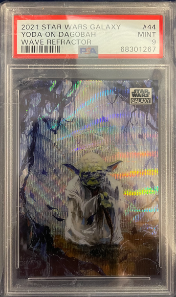 2021 Star Wars Galaxy Yoda On Dogabah #44 Wave Refractor #/99 PSA 9 MINT