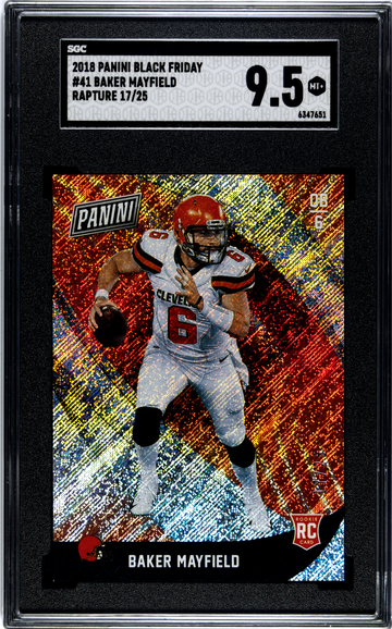 2018 Panini Black Friday RC Baker Mayfield Rapture #/25 SSP SGC 9.5 MT+