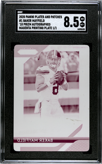 2020 Panini Plates and Patches 2018 Rookie Prizm Auto Magenta Printing Plate Baker Mayfield 1/1 SGC 8.5 NM-MT+