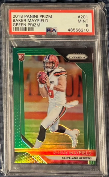 2018 Baker Mayfield Rookie Panini Green Prizm PSA 9 