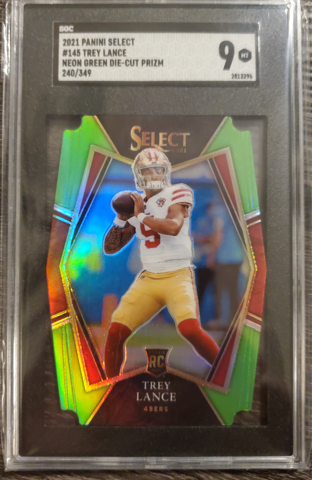 2021 Panini Select Trey Lance Premier Level Neon Green Die-Cut