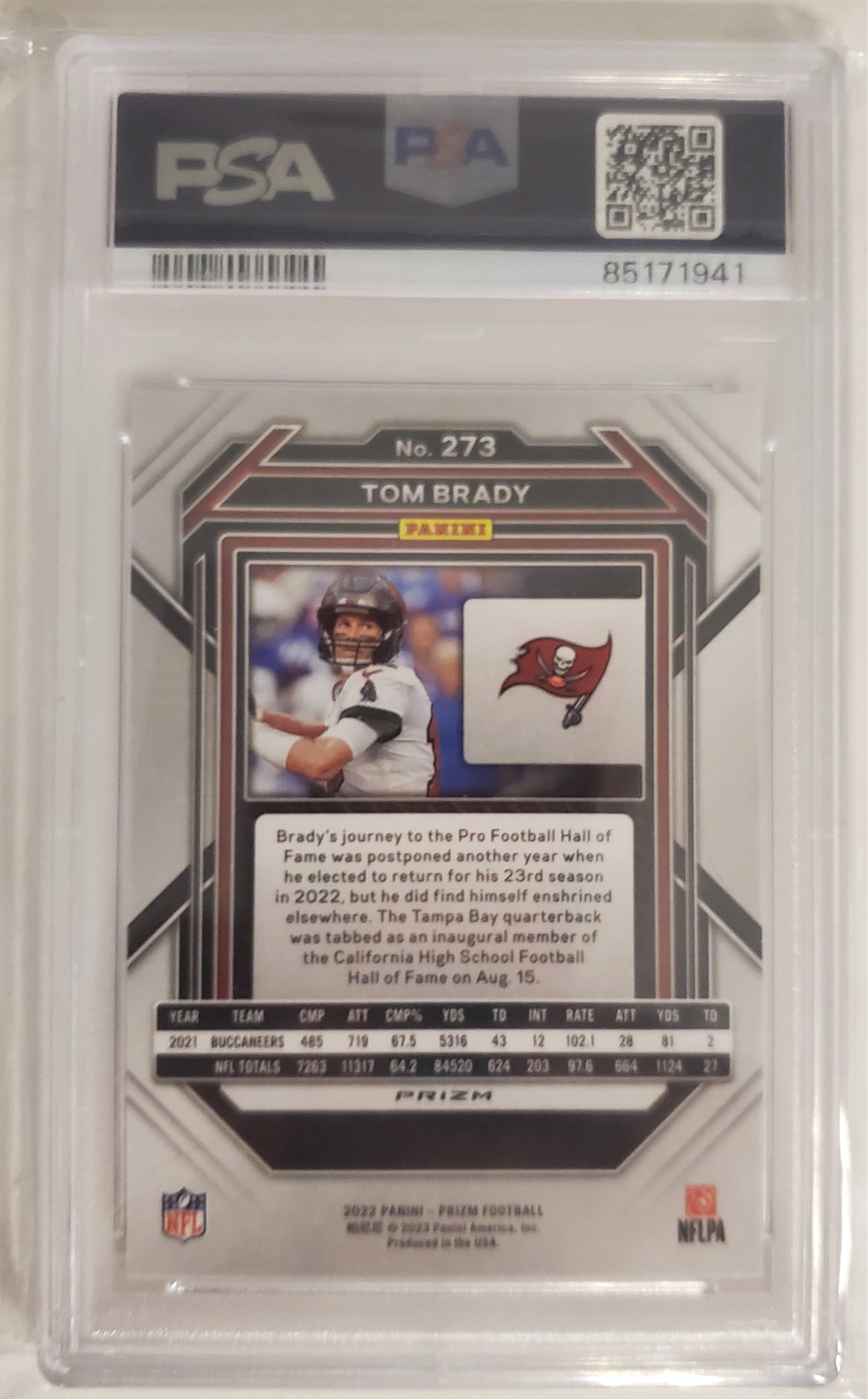 2022 Panini Prizm Tom Brady Snakeskin Prizm PSA 10 Gem Mint SSP
