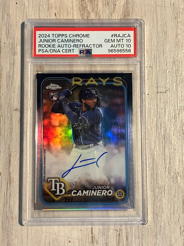 Junior Caminero Topps Chrome Rookie Autograph Refractor 329/499