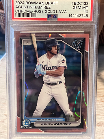 2024 Bowman Draft Agustin Ramirez Rose Gold Lava 2/10 PSA 10
