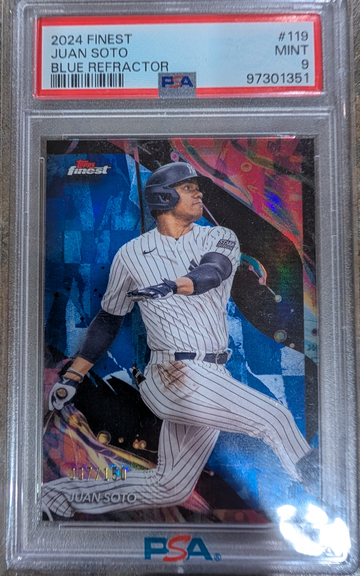 2024 Topps Finest Juan Soto Blue Refractor /150 PSA 9