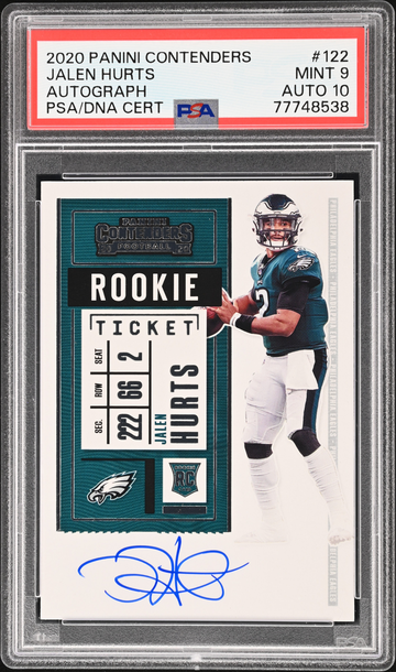 2020 Panini Contenders Jalen Hurts Rookie Ticket PSA 9 w/ 10 Auto