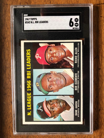 1967 Topps NL RBI LEADERS #242 Aaron/Clemente/Allen SGC 6