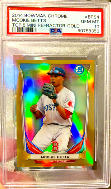 Mookie Betts Rookie! GOLD! /25! Mini! 2014 Bowman Chrome GOLD REFRACTOR Mini PSA 10!