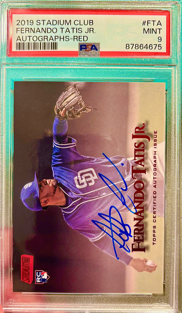 Fernando Tatis Jr. Rookie! AUTO! RED! /50! RARE! 2019 Stadium Club! Red Foil! PSA Mint 9!