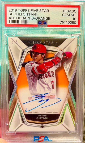 Shohei Ohtani AUTO! On-Card! Numbered to 5! 2019 Topps Five Star Orange Refractor in a PSA Gem Mint 10! POP 1!