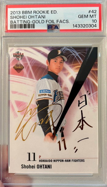 🔥 Shohei Ohtani Rookie! 2013 BBM Rookie Edition Gold Foil Facsimile Autograph! Numbered To Only 50! PSA Gem Mint 10!!!