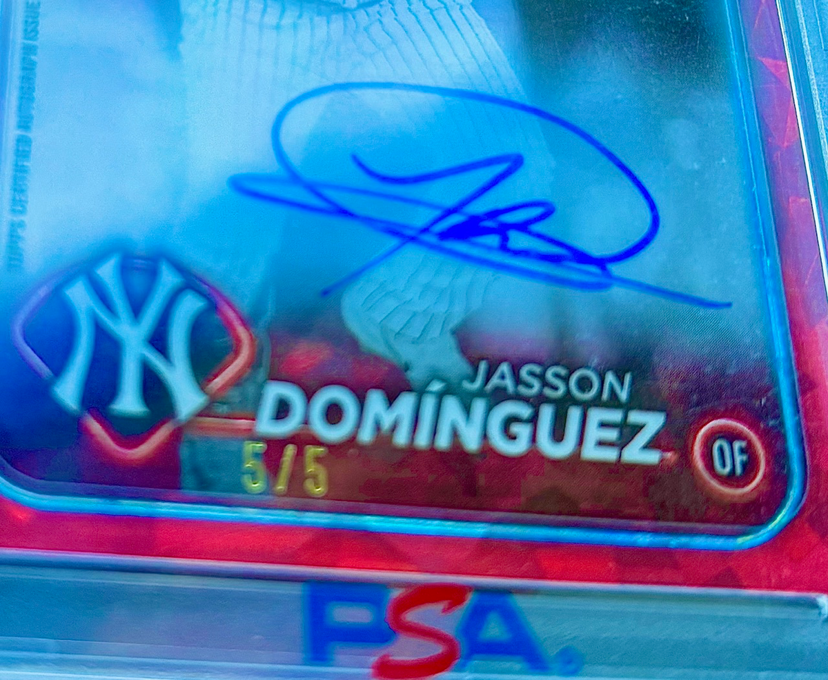 Jasson Dominguez Rookie Auto! RED Refractor! Numbered to 5! PSA