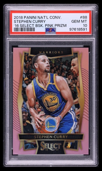 STEPHEN "STEPH" CURRY PANINI NATIONAL CONVENTION '16 SELECT PINK #'d /15 PSA 10