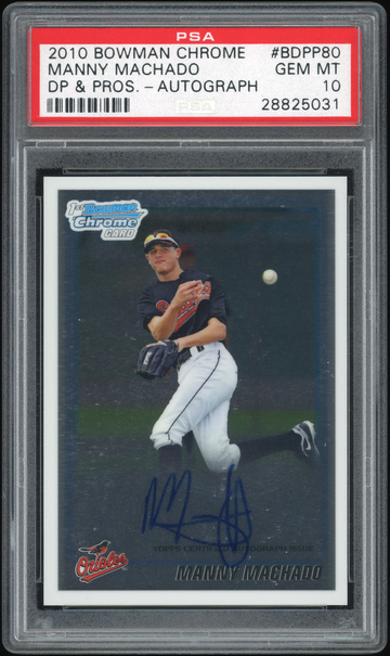 2010 Bowman Chrome Manny Machado Auto #BDPP80 PSA 10