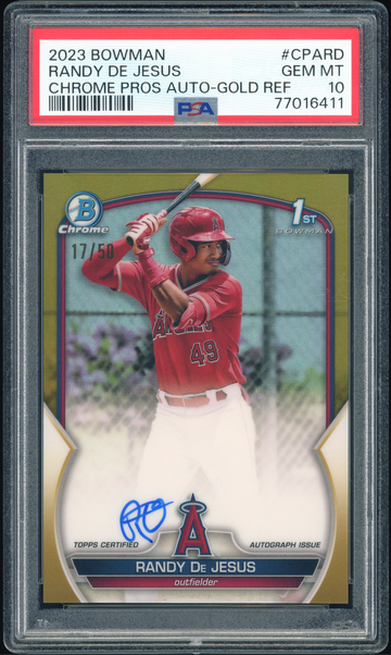 2023 Bowman Randy De Jesus Chrome Auto #CPA-RD Gold Refractor /50 PSA 10
