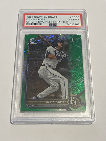 2022 Bowman Chrome Gavin Cross Green Sparkle Refractor PSA 8 #BDC6