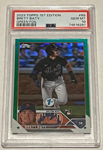2023 Topps 1st Edition Brett Baty Green Foil PSA 10 /150 Rookie RC #89