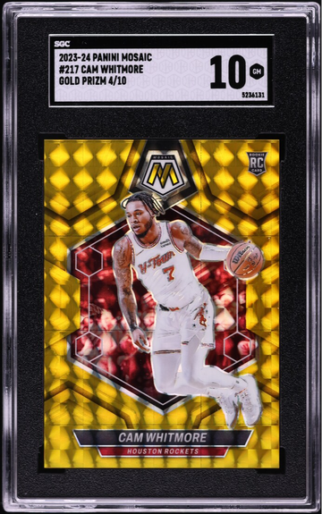 2023 Panini Mosaic Gold Prizm Cam Whitmore ROOKIE /10 #217 SGC 10 GEM MINT