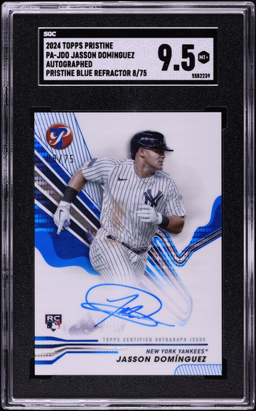 2024 Topps Pristine Blue Refractor Jasson Dominguez RC AUTO /75 #PA-JDO SGC 9.5