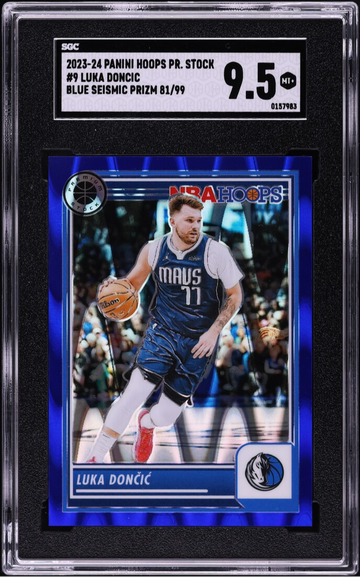 2023 Hoops Premium Stock Blue Seismic Prizm Luka Doncic /99 #9 SGC 9.5 MINT+