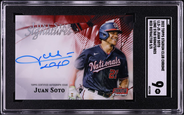 2022 Stadium Club Chrome Lone Star Red Refractor Juan Soto AUTO 5/5 SGC 9