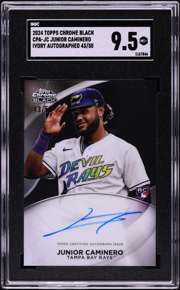 2024 Topps Chrome Black Ivory Junior Caminero ROOKIE AUTO /50 #CPA-JC SGC 9.5