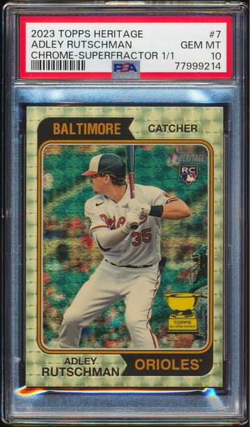 2023 Topps Heritage 7 Adley Rutschman Chrome Superfractor 1/1 - PSA 10 Gem Mint