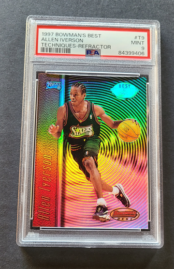 1997 BOWMAN'S BEST TECHNIQUES REFRACTOR #T9 ALLEN IVERSON PSA 9 MINT