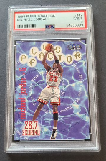 1998 FLEER TRADITION PLUS FACTOR #142 MICHAEL JORDAN PSA 9 MINT