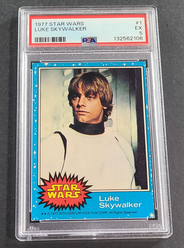1977 TOPPS STAR WARS #1 LUKE SKYWALKER RC ROOKIE PSA 5 EX