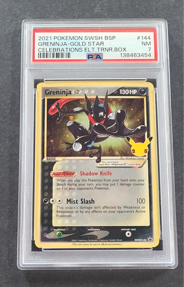 2021 POKEMON BLACK STAR PROMO CELEBRATIONS 144 GRENINJA GOLD STAR PSA 7 NM