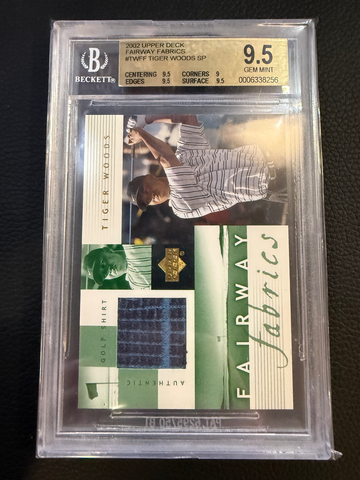 2002 Upper Deck Tiger Woods Fairway Fabrics Golf Shirt Relic BGS 9.5