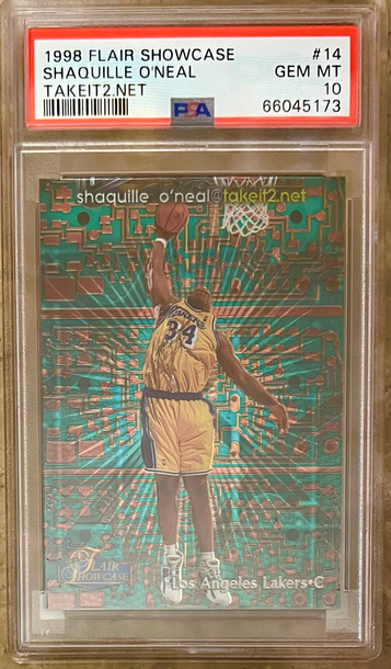 1998 Flair Showcase Shaquille O’Neal takeit2.net PSA 10. Pop 31