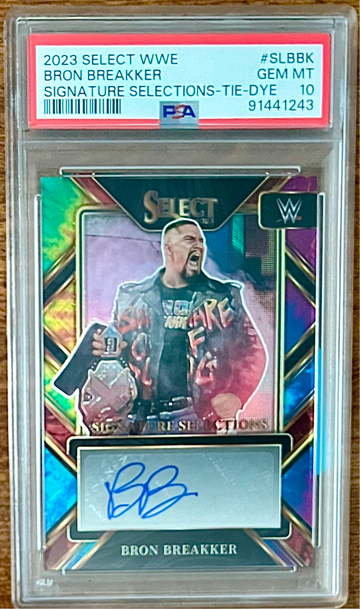 2023 Bron Breakker Select Tie-dye /25 Auto.  PSA 10