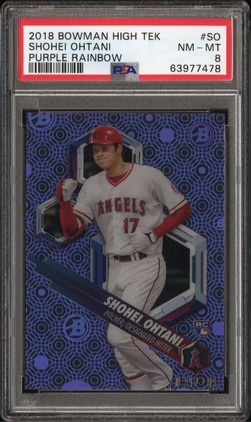 2018 Bowman High Tek Shohei Ohtani Purple /191 PSA8