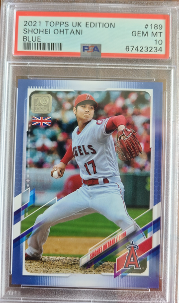 2021 Topps UK Edition SHOHEI OHTANI Blue SP SSP /75 PSA 10 GEM MINT POP 1 MVP