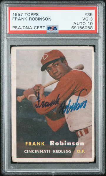 1957 Topps Frank Robinson #35 RC Rookie Autograph PSA DNA VG 3 AUTO 10 HOF DUAL