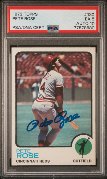 1973 Topps Pete Rose Auto Signed #130 Cincinnati Reds PSA 5 AUTO 10