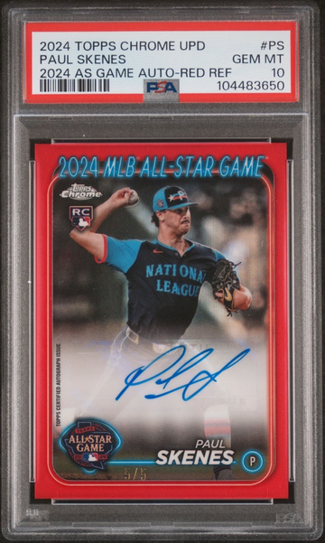 2024 TOPPS CHROME UPDATE PAUL SKENES ALL STAR GAME ROOKIE RC AUTO RED REFRACTOR PSA 10