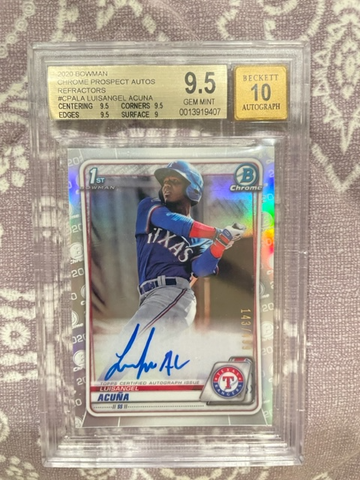 2020 LUISANGEL ACUNA BOWMAN CHROME AUTO REFRACTOR /499 BGS 9.5/10